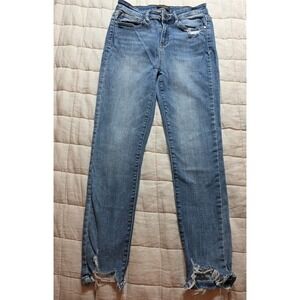 JUDY BLUE Skinny Fit Distressed Stretch Jeans Women's Size 9/29 Raw Hem